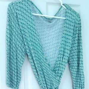 Green and white wrap dress size Large